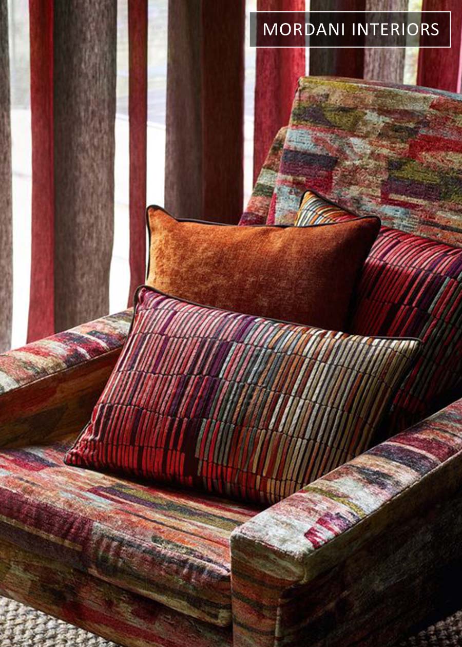 Red Vibrant Multi Jacquard Upholstery